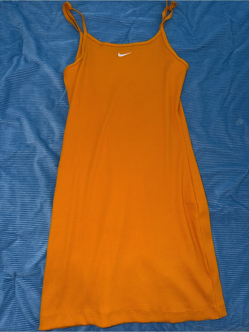Nike Orange Ribbed Slip Midi Dress